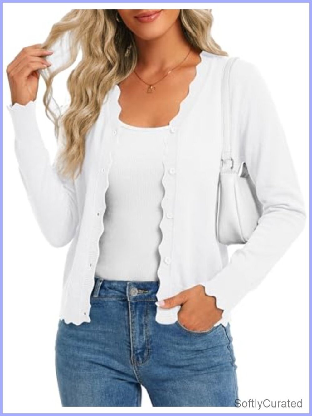 Viscose Blend Cardigan Sweater V-Neck Button Front Long Sleeve Ribbed Trim